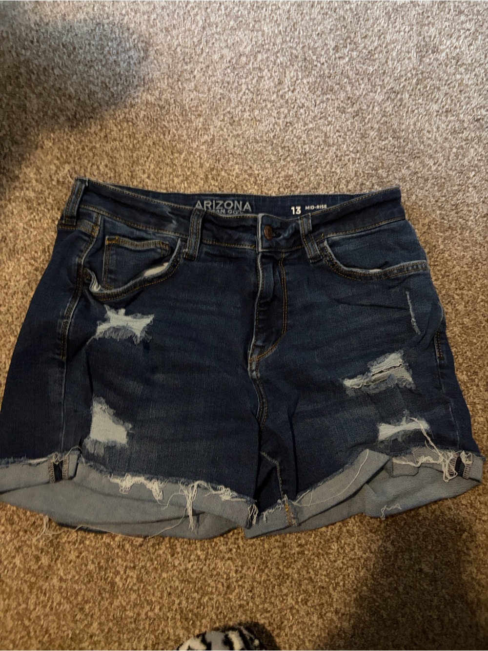 Arizona Jean Company Dark Blue Distressed Denim Shorts